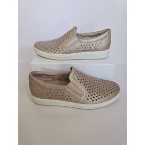 Ecco Soft 7 Laser Cut Slip On Blush Pink Loafer Leather Womens Shoes Size 6 37